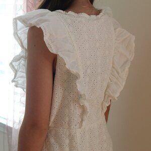Shyanne women's mini dress size M Flatter sleeve White Western Eyelet Lace Fairy